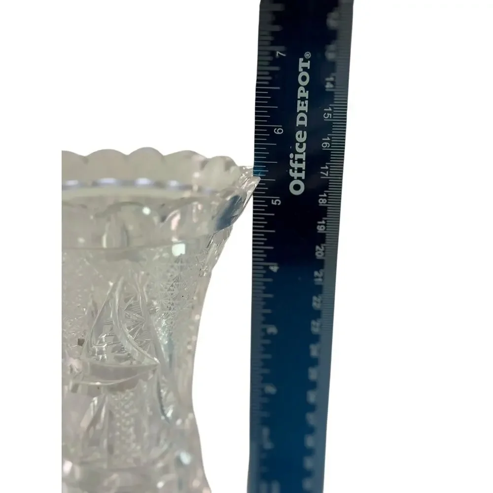 Antique ABP McKee Glass Innovation Corset Vase Cut Floral EAPG 5.5
